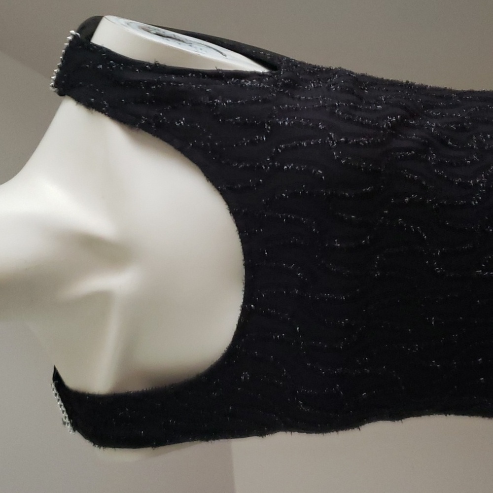 Amanda Taylor Vintage Black Beaded Sleeveless Deep Back Shawled Dress Sz 6 - Picture 5 of 16